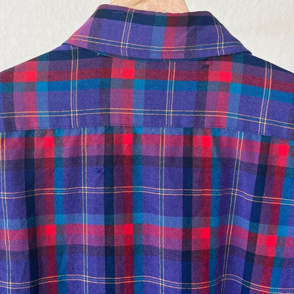 Pendleton 100% Wool Purple Plaid Flannel Button Up Vintage 90's Large - Picture 8 of 13